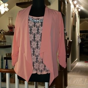 Mine Too Twin set, Womens Peach lace Top and jacket